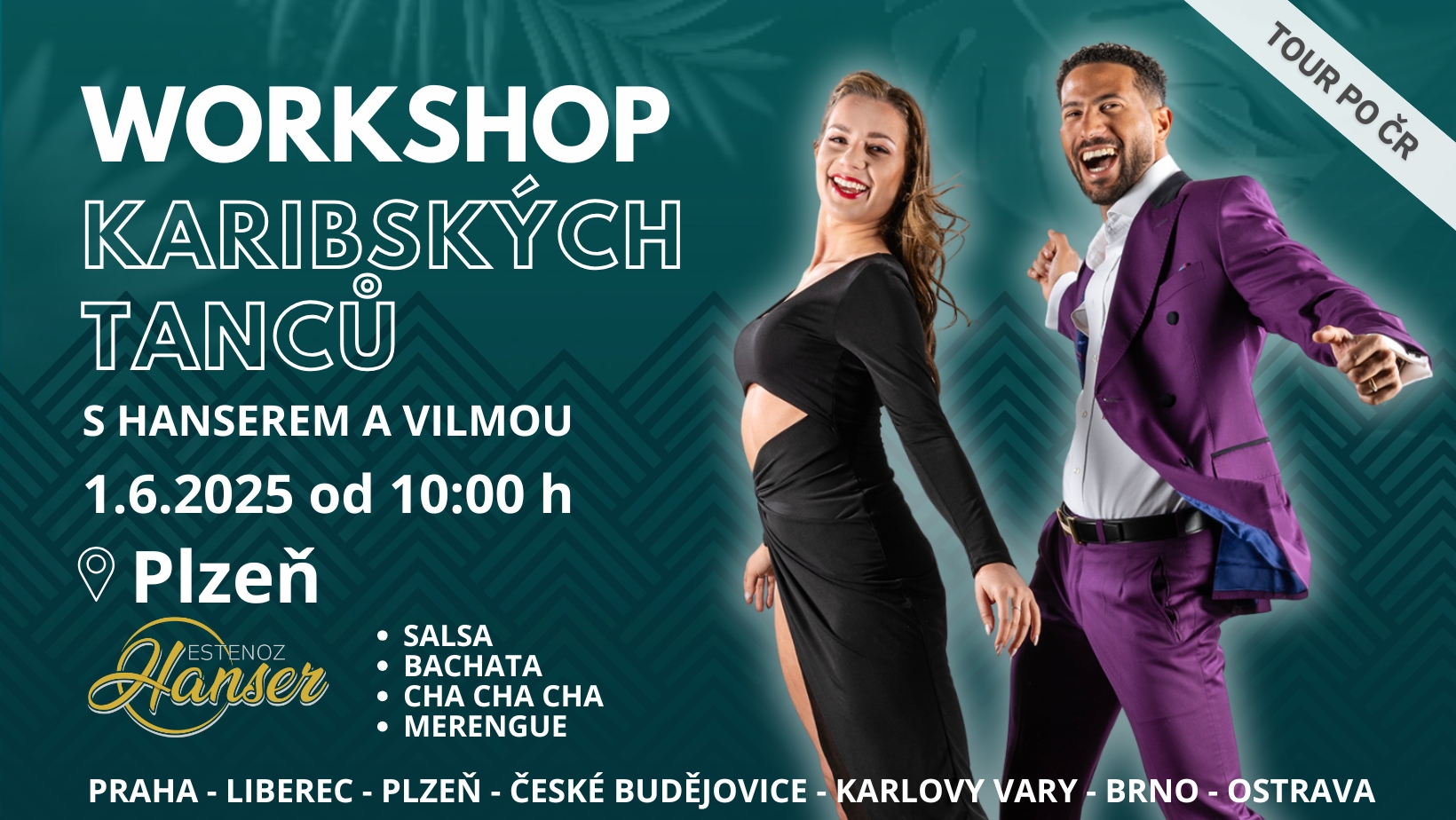 Workshop karibských tanců v Plzni s Hanserem a Vilmou tour po ČR!