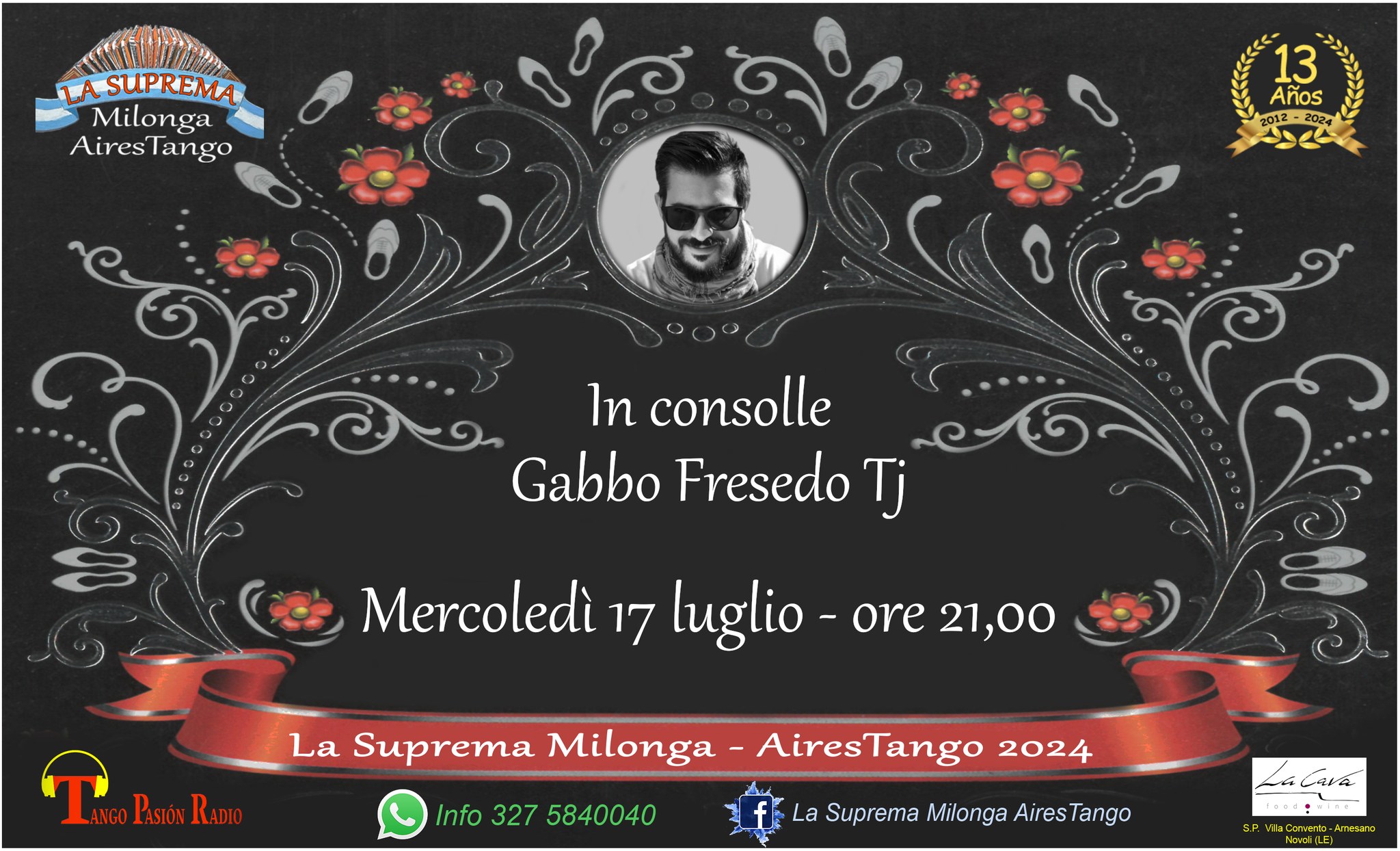 La Suprema Milonga - AiresTango, mercoledì 17 luglio, in consolle Gabbo Fresedo Tj
