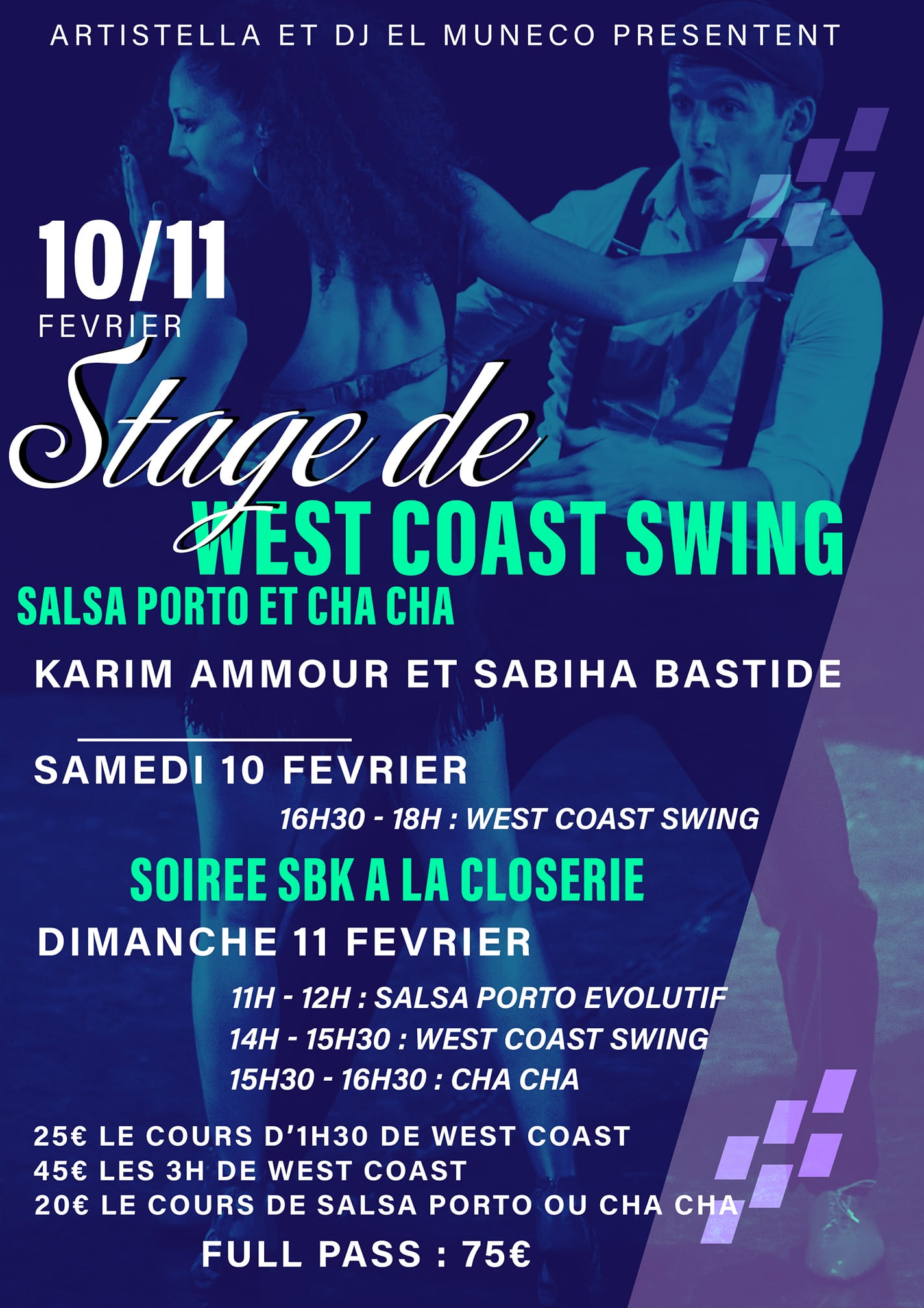 10-11février Stages de west coast, salsa porto et chacha