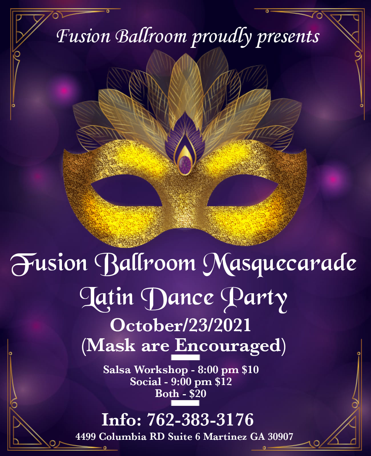 Fusion Ballroom Masquerade Latin Dance Party