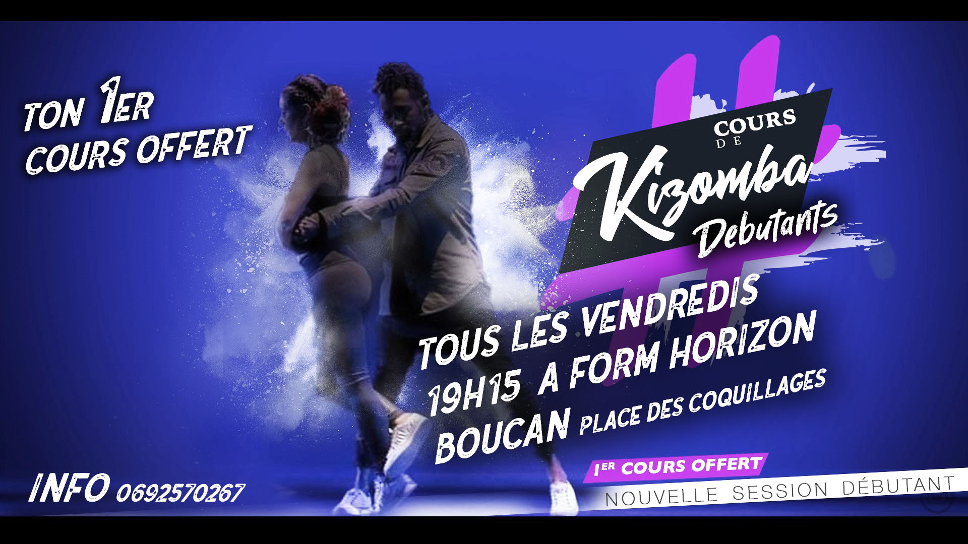 Cours de KIZOMBA Débutants 1er Cours Offert à BOUCAN Tous les Vendredis à 19H15 à partir du 13 FEVR.