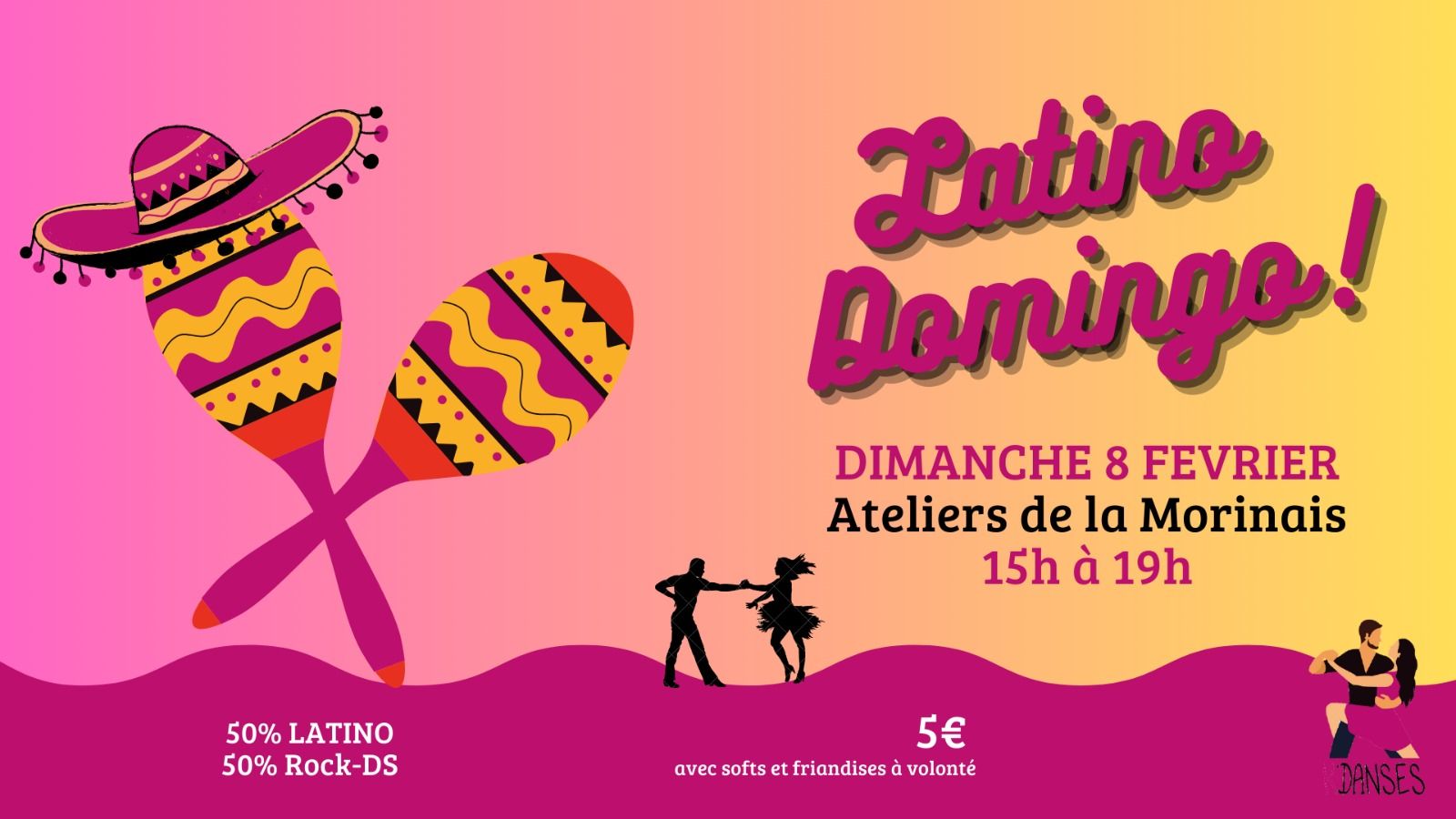 K'Danses Domingo Latino Dim 08 02 15h à 19h Les Ateliers de la Morinais 5€ avec softs