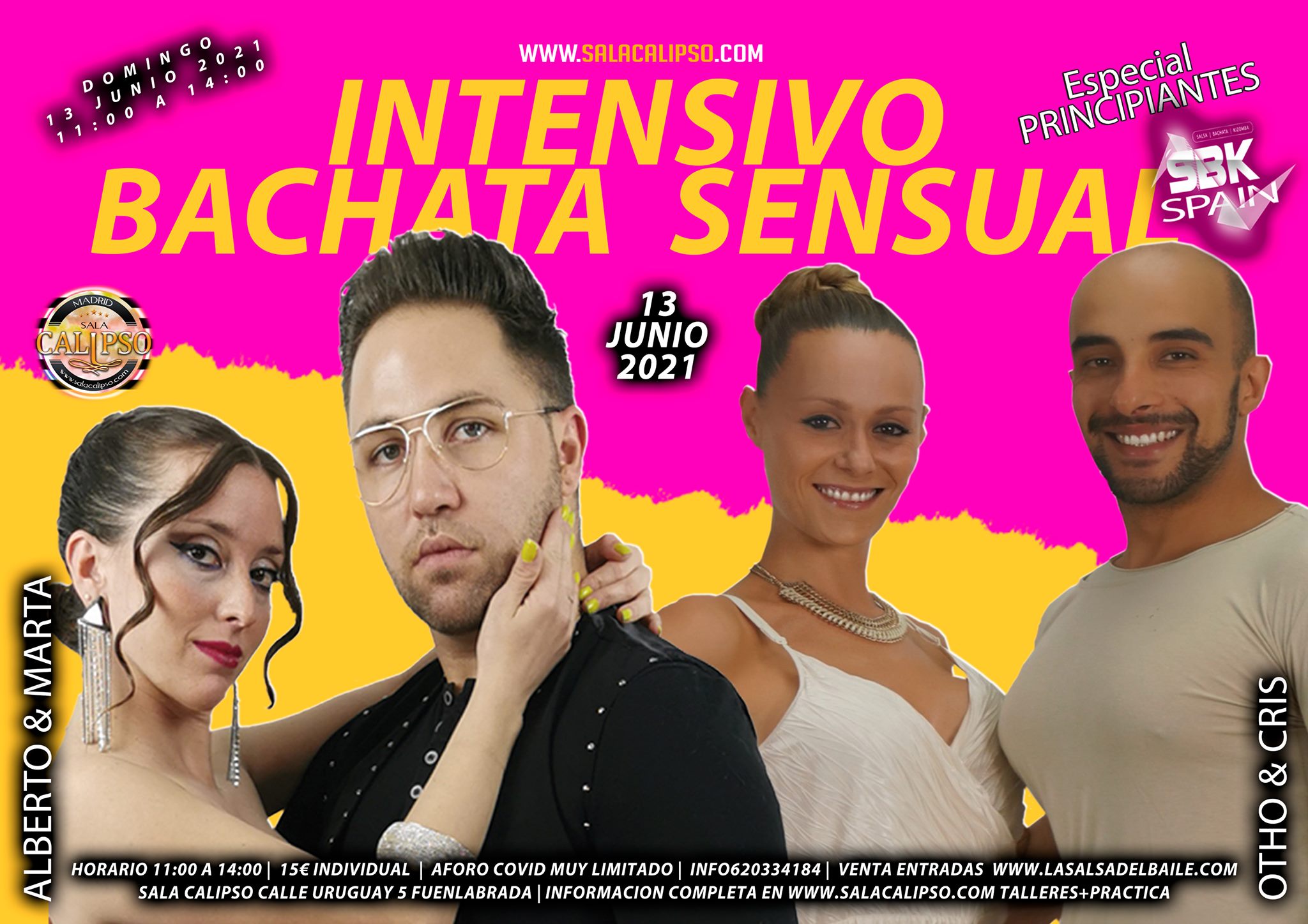 IV Intensivo BACHATA SENSUAL para PRINCIPIANTES Sala Calipso con Otho & Cris + Alberto & Marta