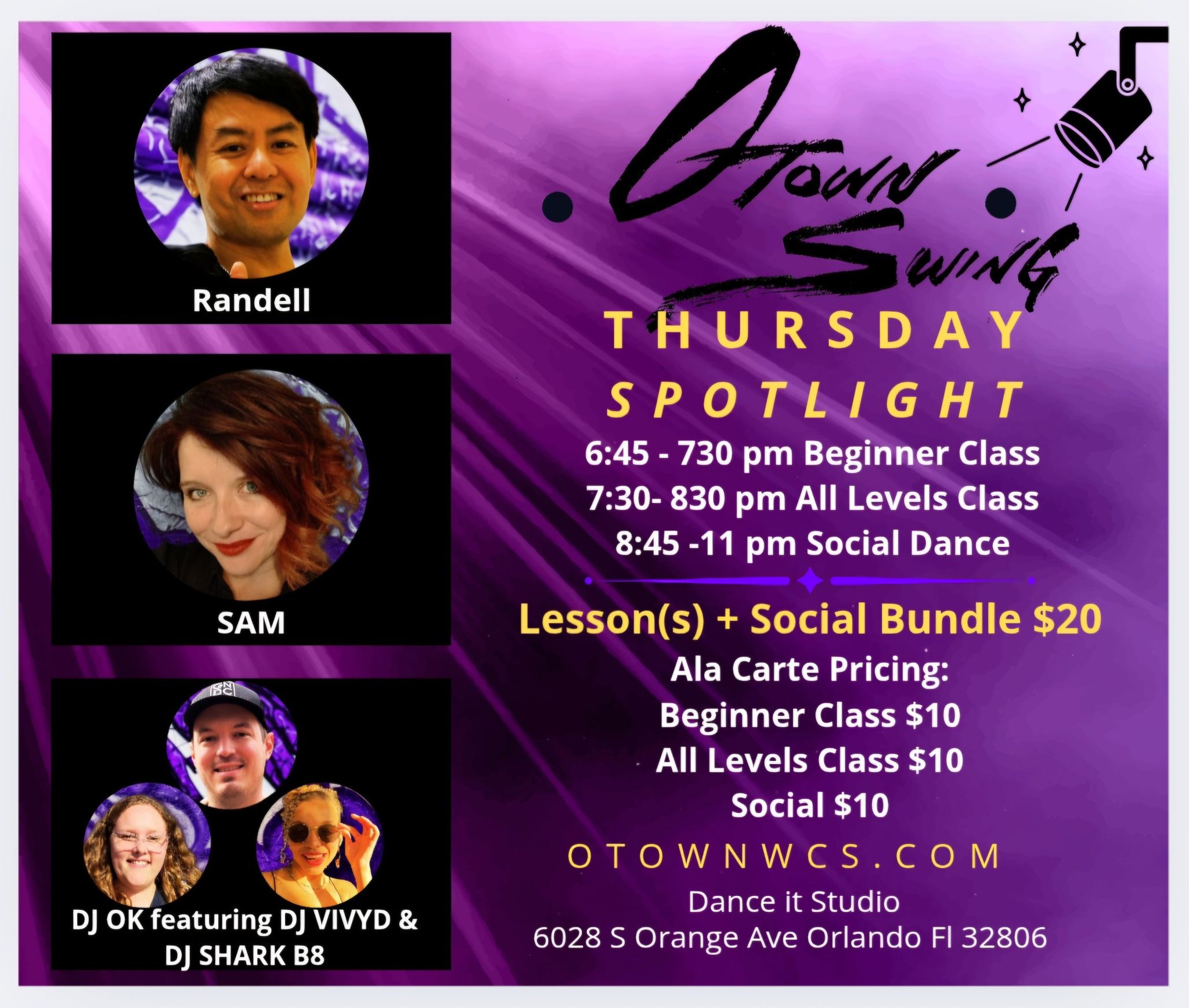 OTown Thursday Night WCS Class & Social Dance