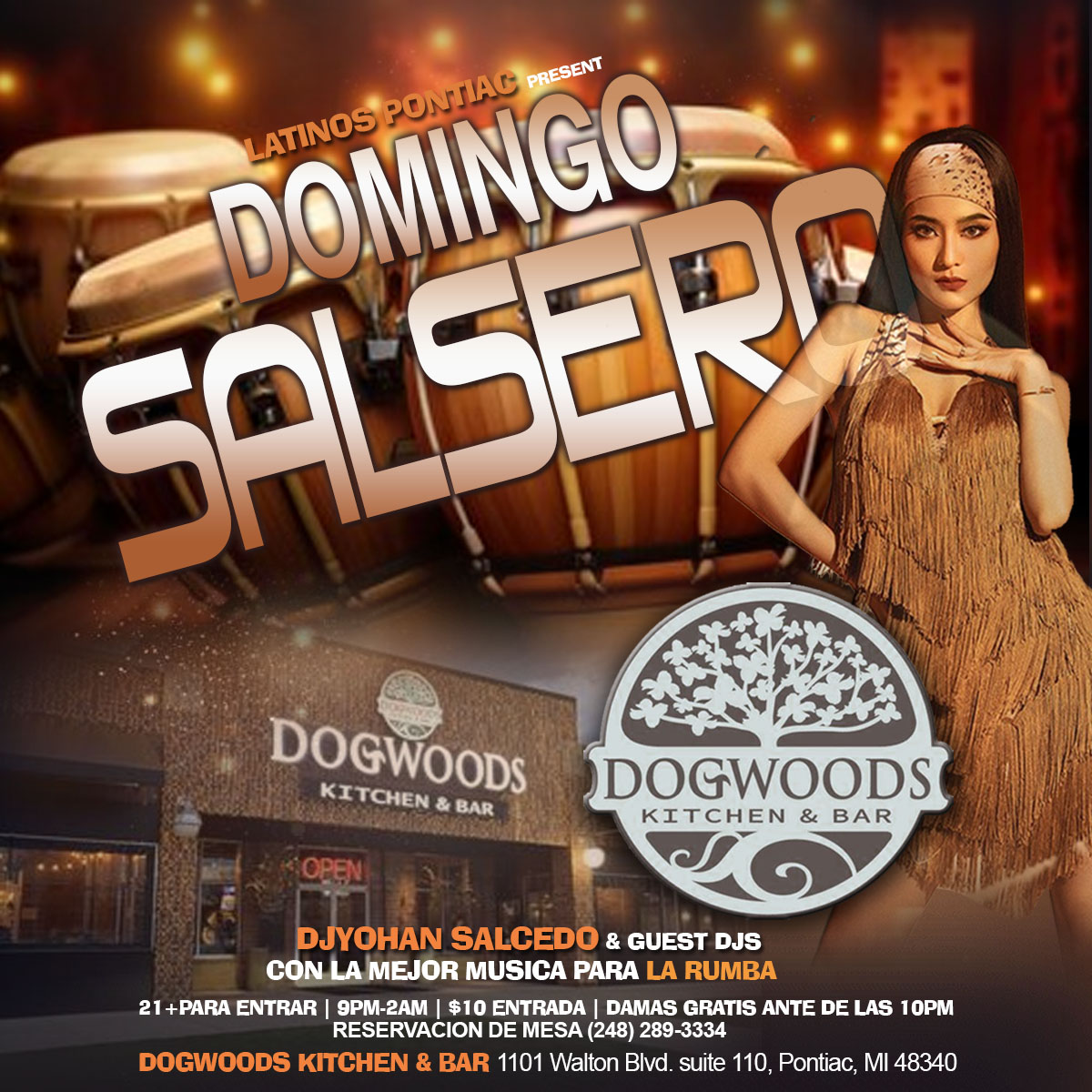 Domingo Salsero Y La Mejor Musica Latina @Dogwoods Kitchen & Bar, Pontiac Michigan