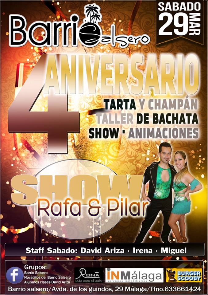 4º ANIVERSARIO BARRIO SALSERO :TARTA,CHAMPAN Y GRAN SHOW RAFA Y PILAR