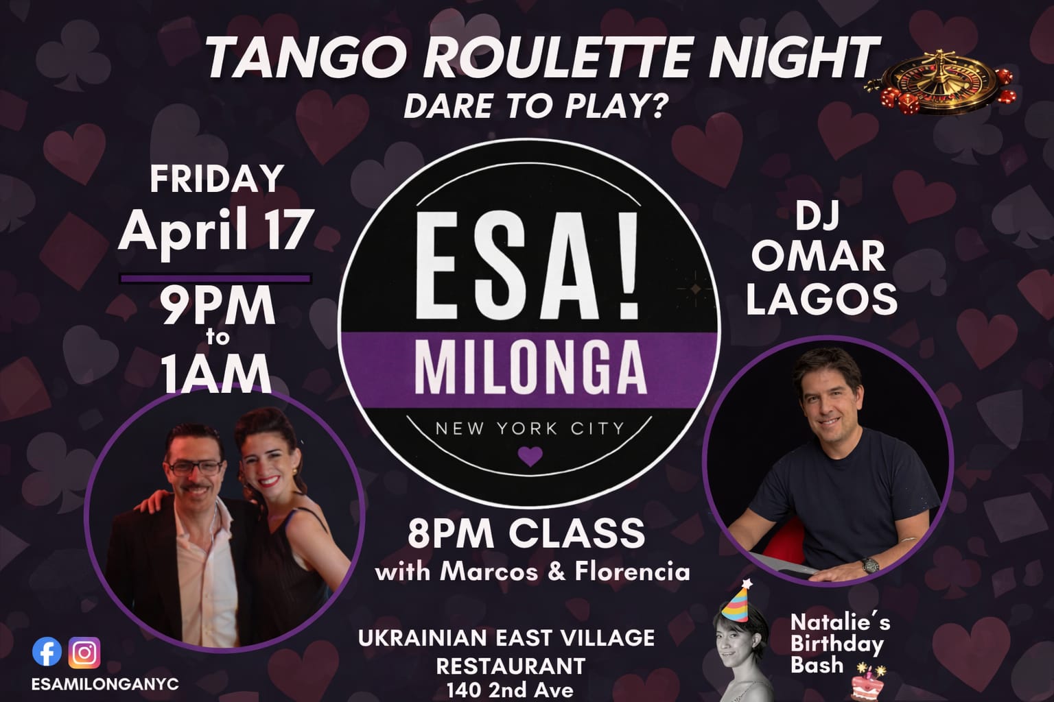 ESA! MILONGA NYC • Tango Roulette Night • DJ OMAR LAGOS