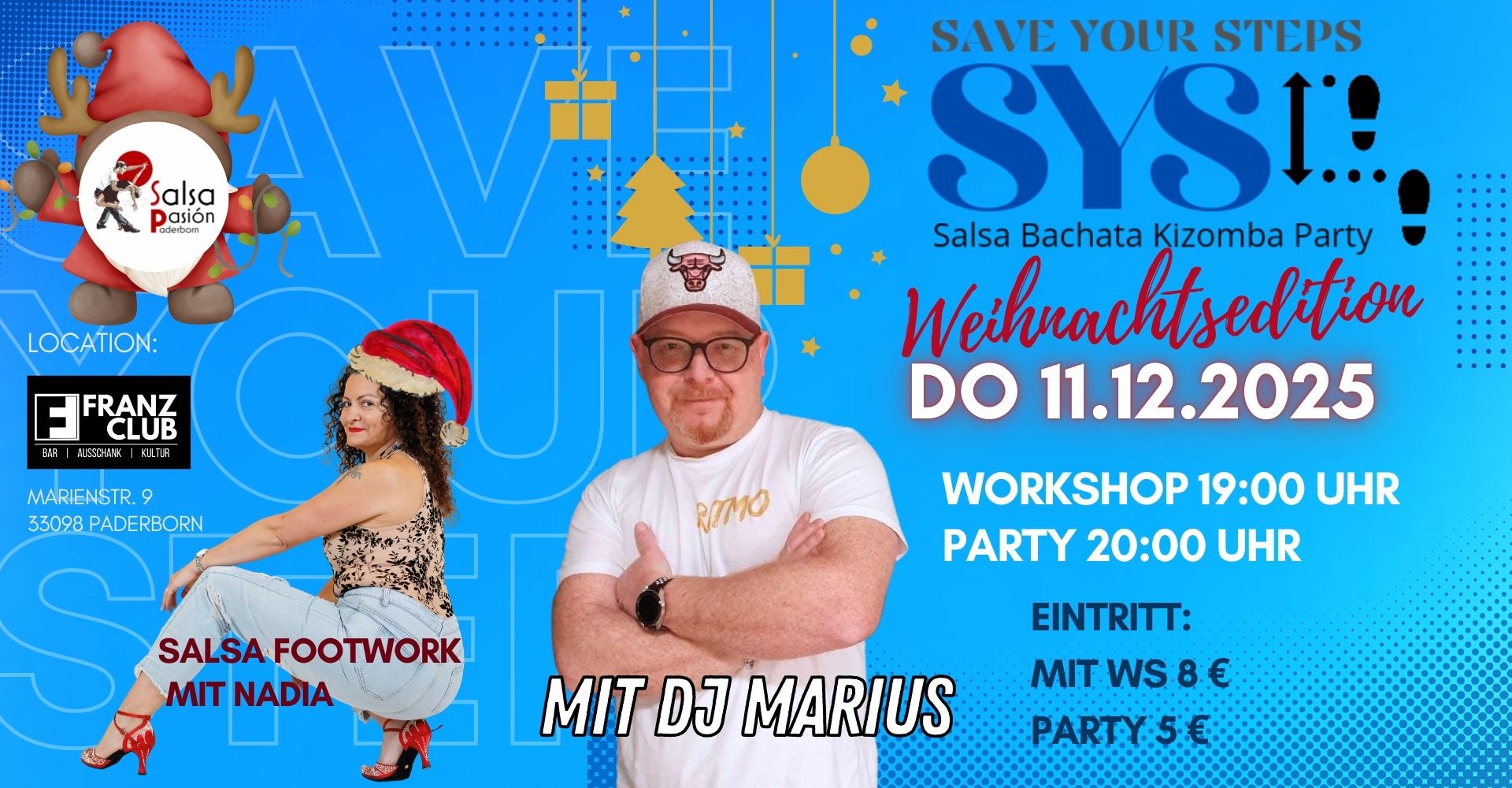 Weihnachtsedition SYS Salsa Party mit DJ Marius und Workshop Salsa Footwork