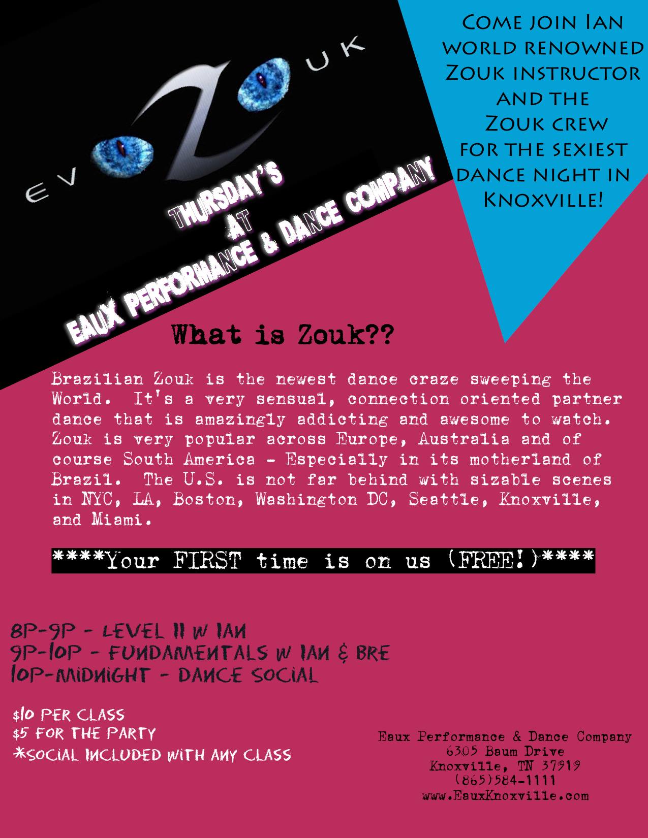 ~EAUX ZOUK! Dance Brazilian Zouk Thursdays~