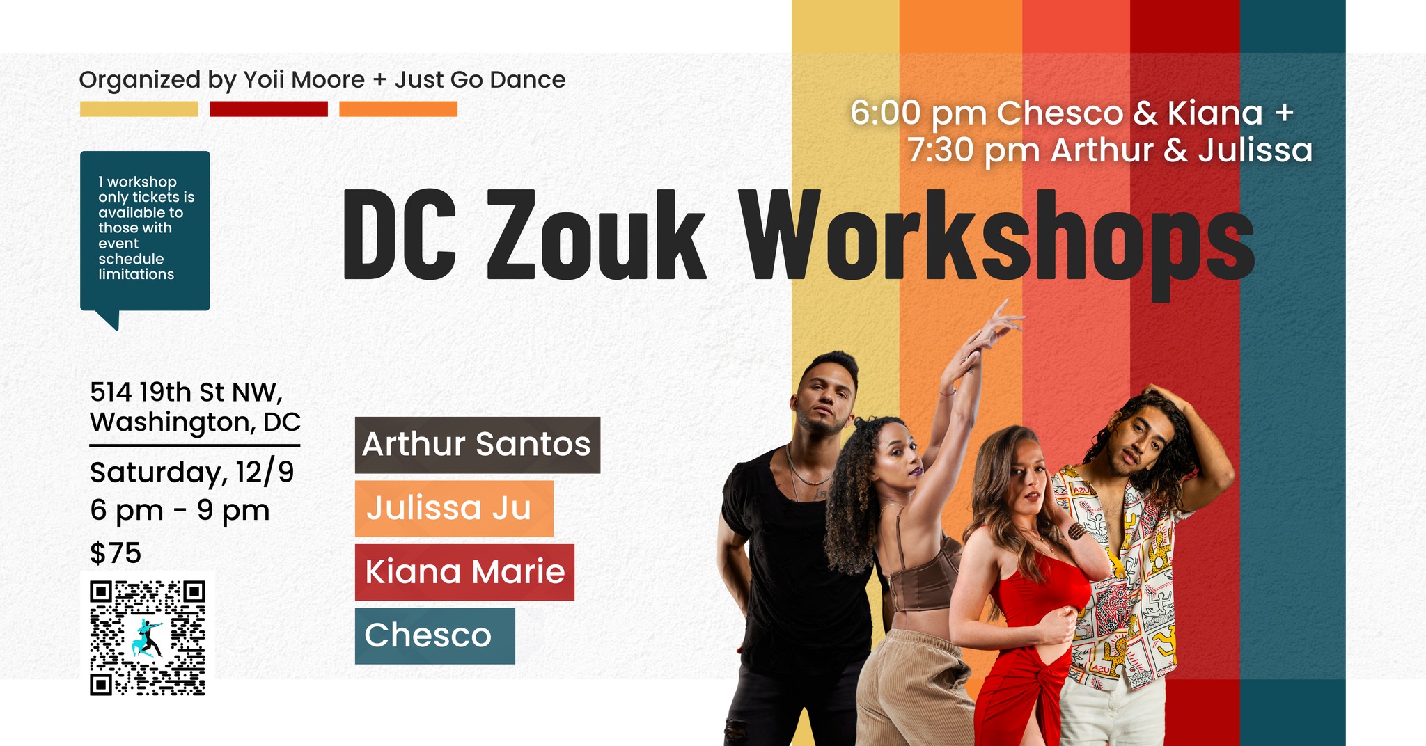 DC Zouk Workshops: Arthur Santos & Julissa Ju + Chesco & Kiana Marie
