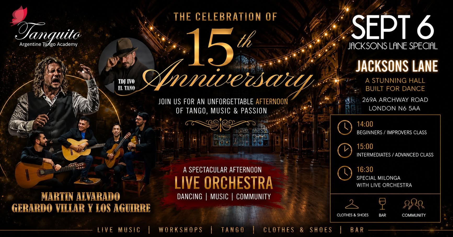 Tanguito's 15th anniversary - with LIVE tango music at Jacksons Lane