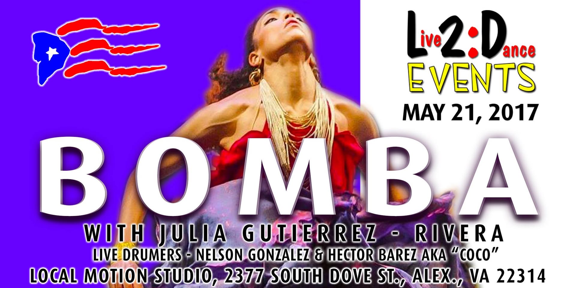 Puerto Rican Bomba Dance Workshop with Julia Gutierrez!