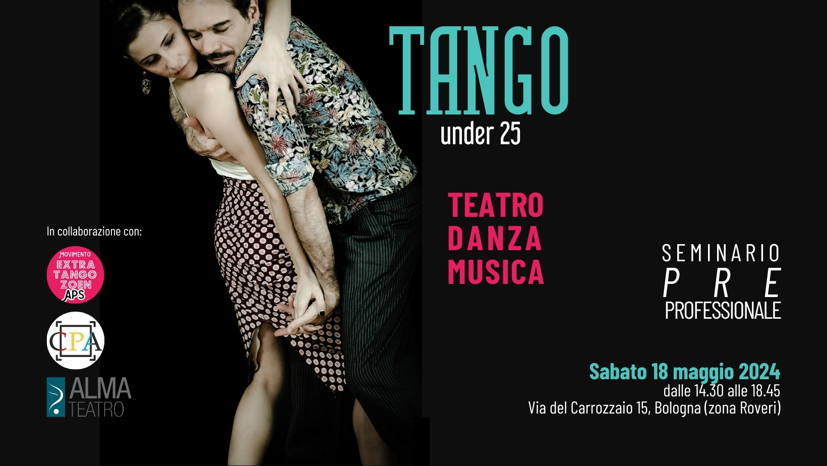 TANGO ARGENTINO UNDER 25: SEMINARIO PRE-PROFESSIONALE AD ALMA STUDIOS ROVERI