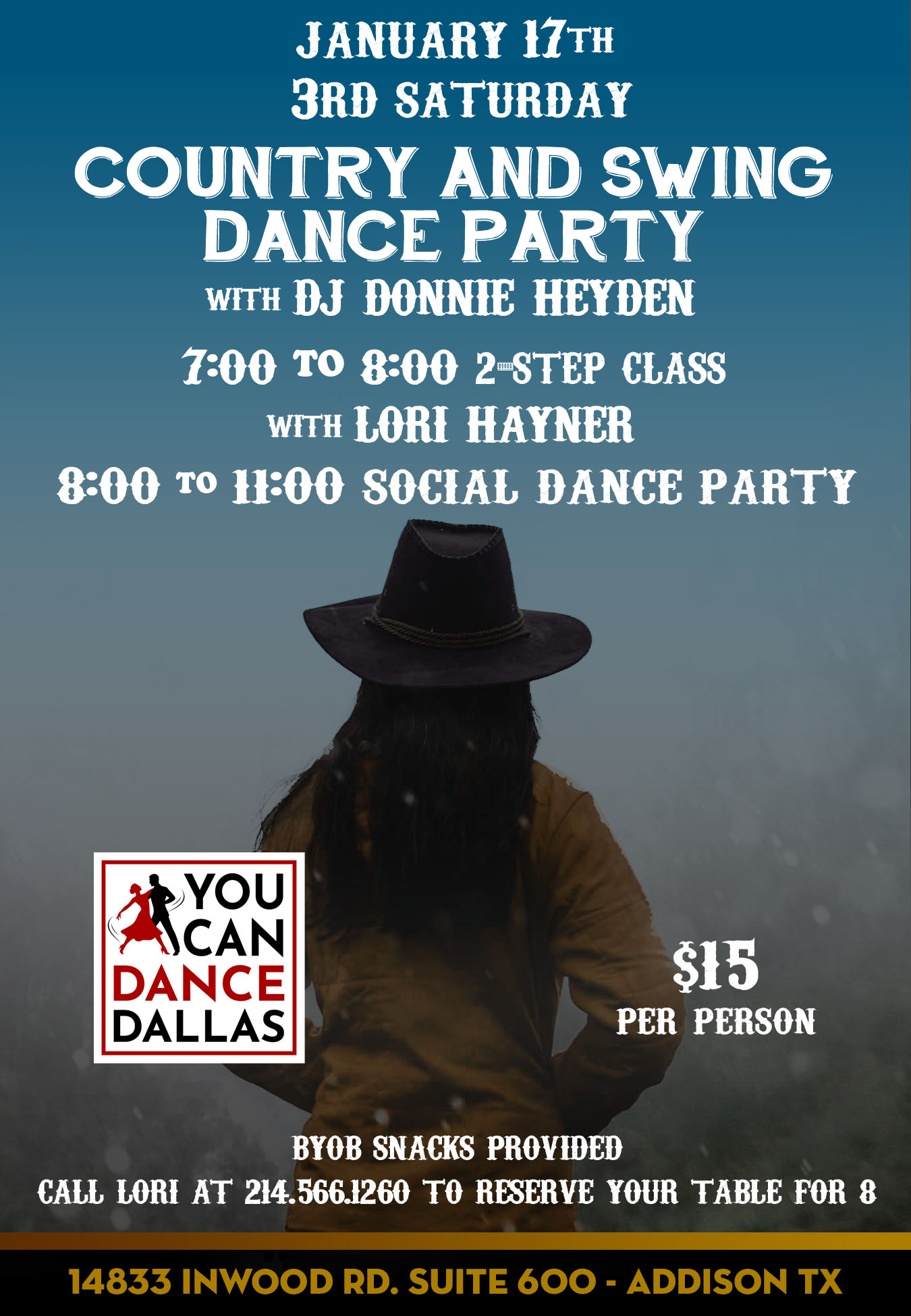 3RD SATURDAY COUNTRY & SWING DANCE PARTY & 2-STEP CLASS