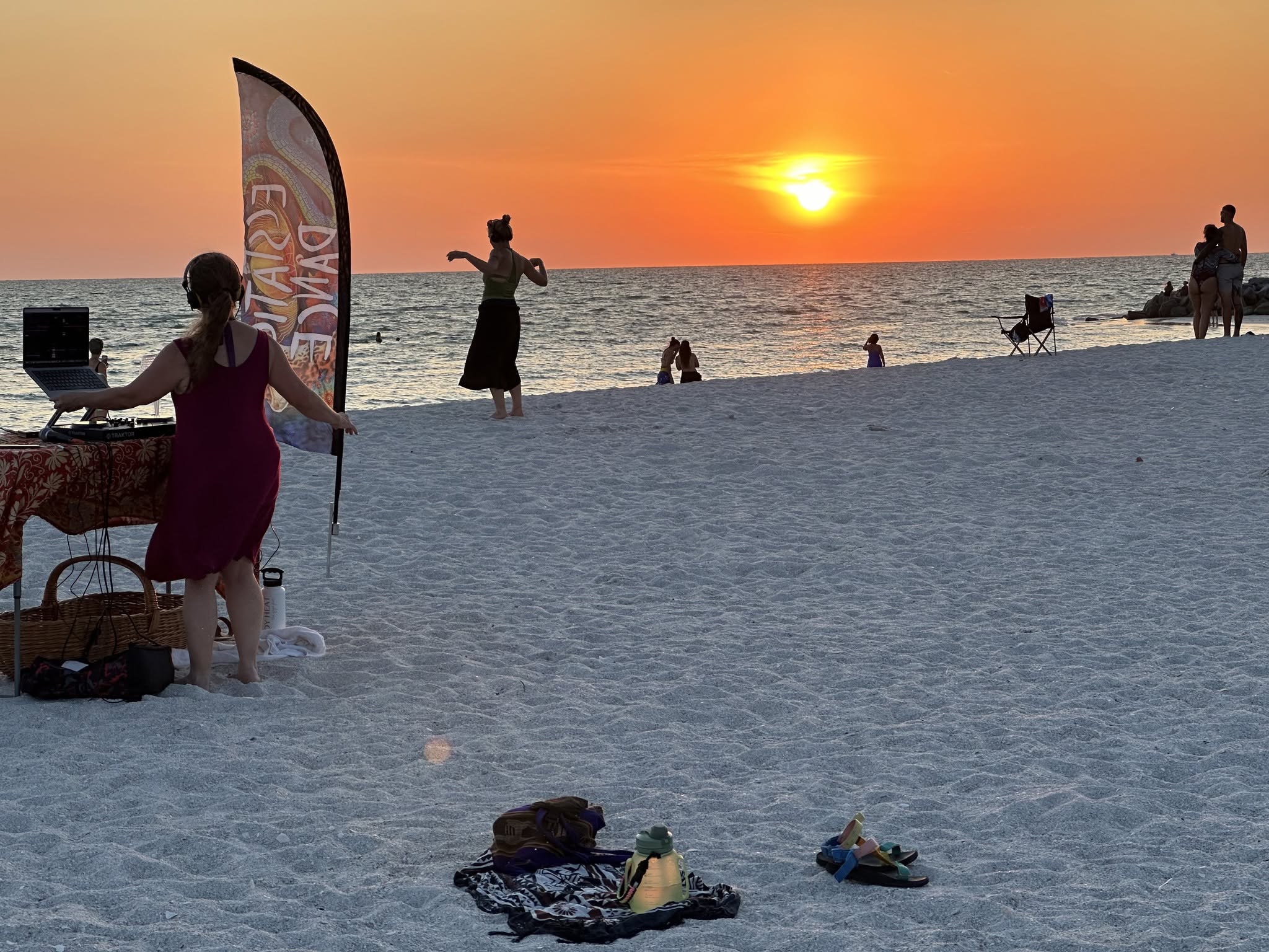 Silent Disco full moon ecstatic dance at sunset on the beach “alignment”