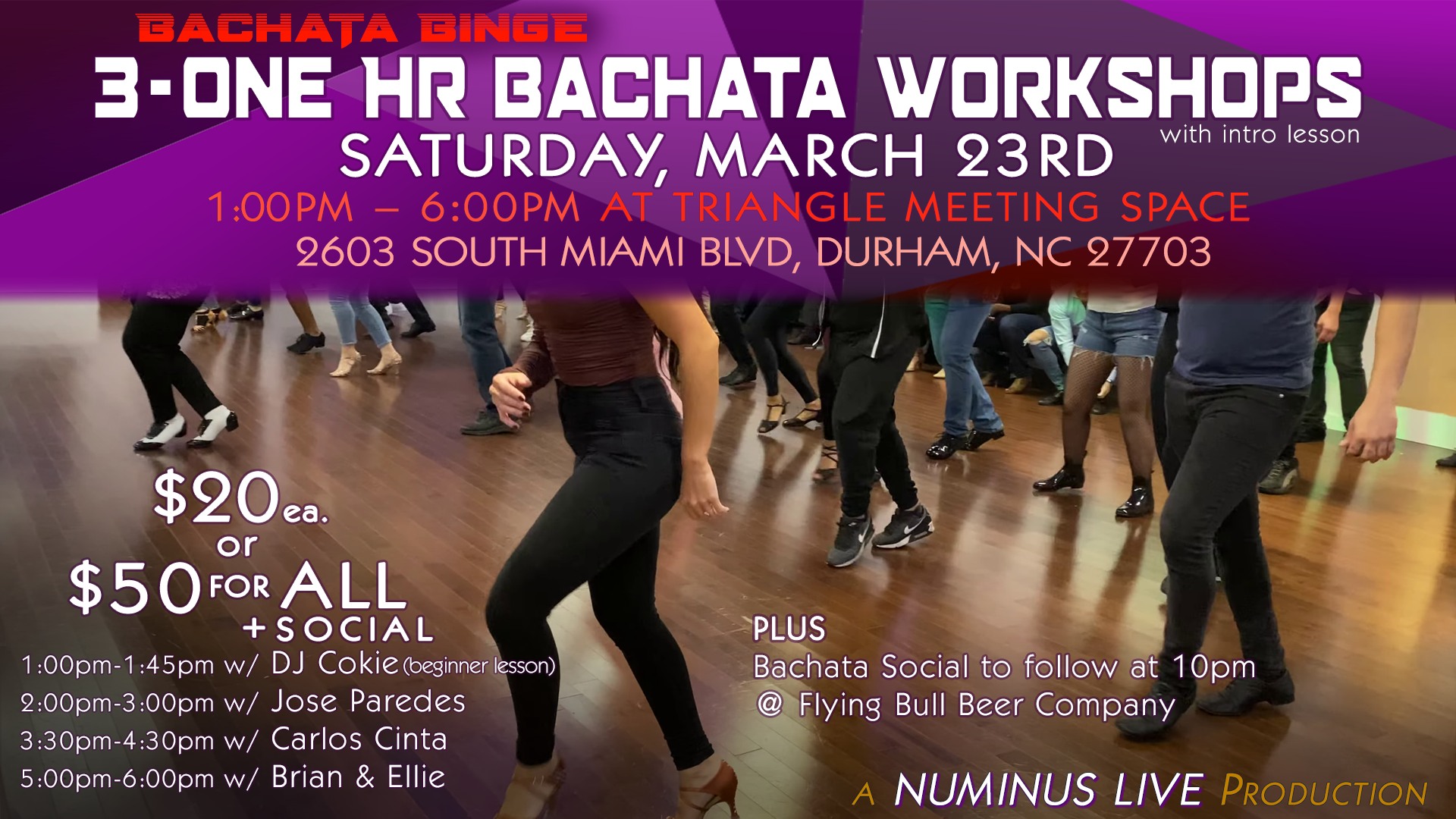 3 - One Hour Bachata Workshops - Bachata Binge