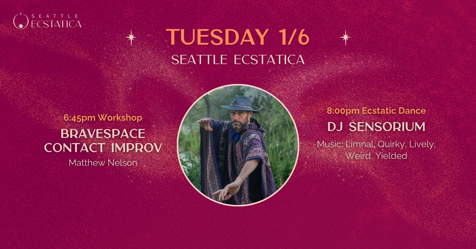 Seattle Ecstatica: Presenting DJ Sensorium; BraveSpace Contact Improv w Sensorium