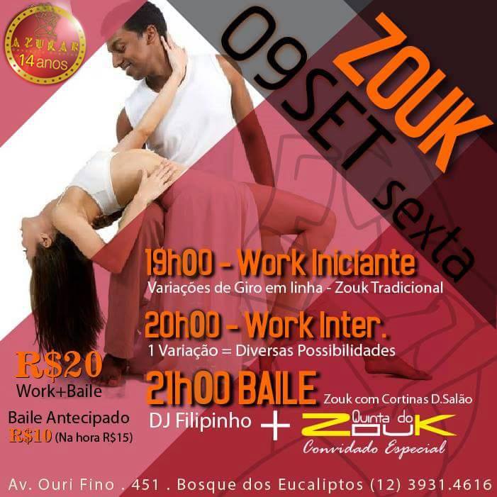 Workshop e Baile de Zouk!