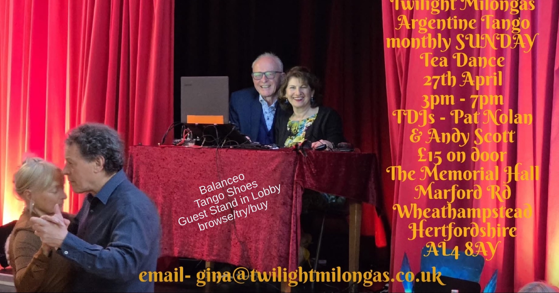 Twilight Milongas’ monthly SUNDAY Tea Dance -27th April -3pm 7pm