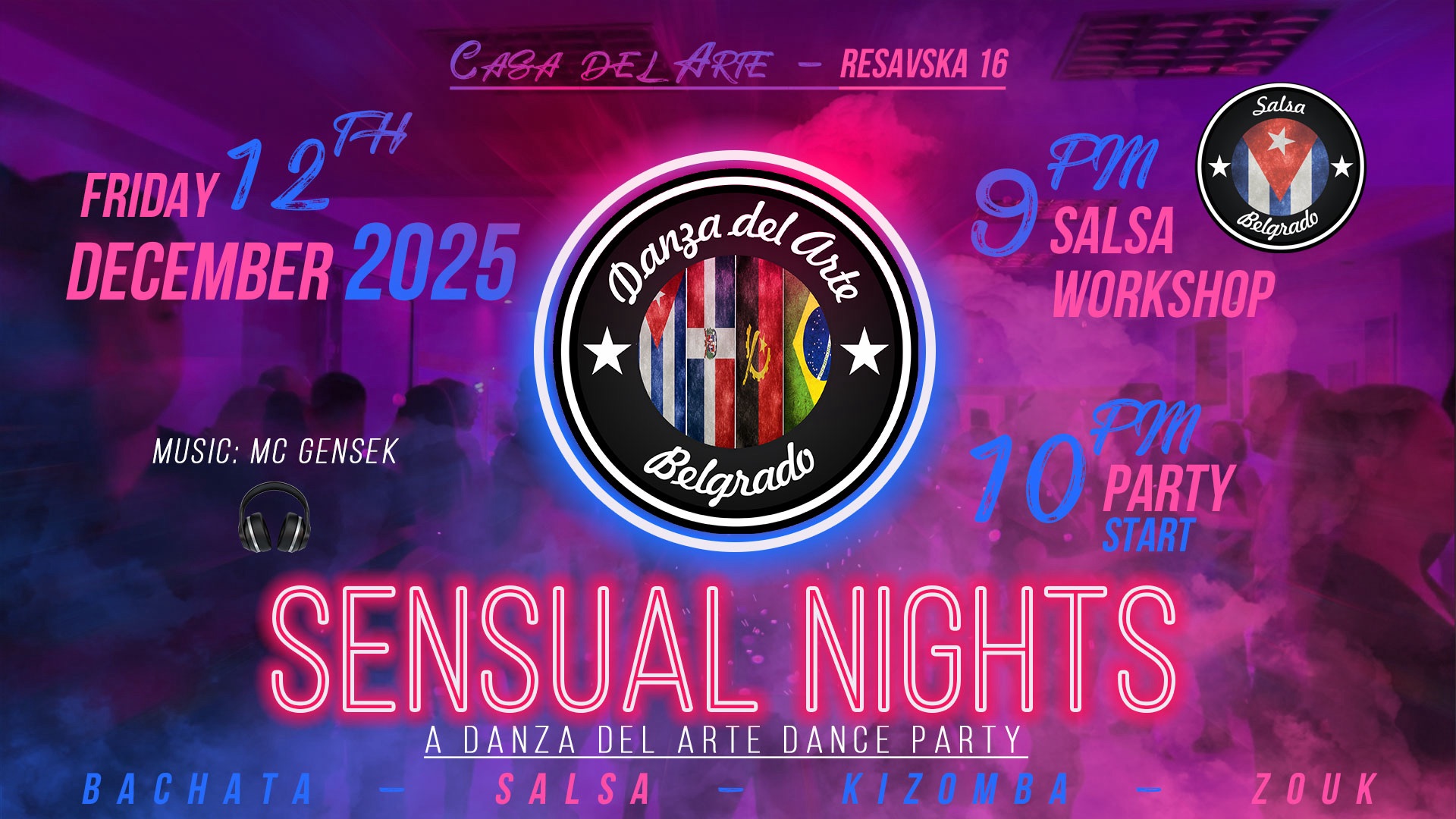 🕺Sensual Nights - A Danza del Arte Dance Party 📌 Resavska 16 📅 Friday December 12, 2025 🕘 9PM 💃