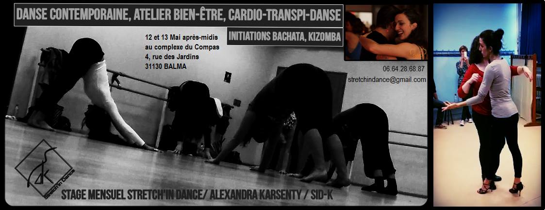 12 13 MAI:Stage Danses Contempo Cardio Bachata Kiz Bien-être