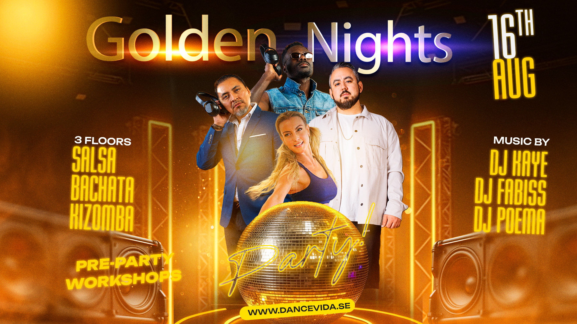 Yellow GOLDEN NIGHTS Party! Salsa Bachata Kizomba!