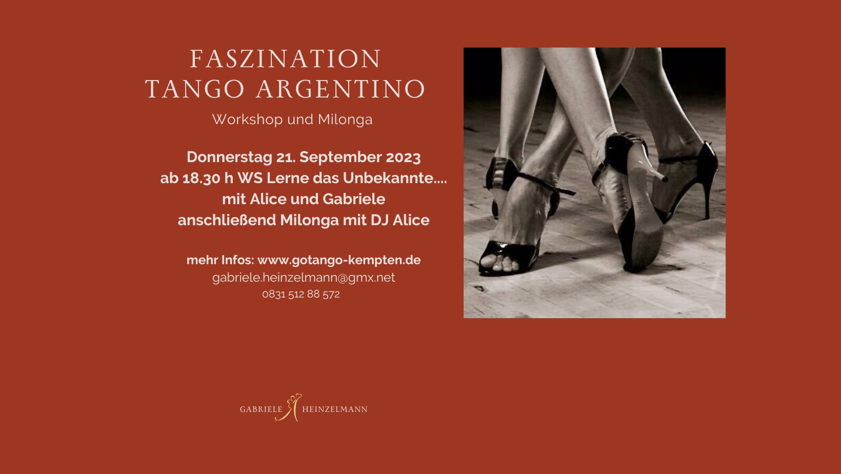 Workshop "Spiel mit den Rollen" und ab 20.15 Milonga mit Alice