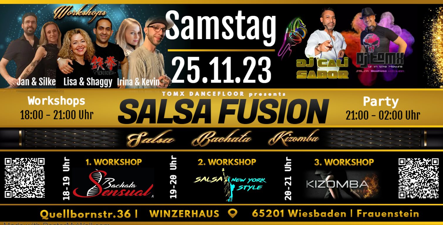 Salsa Fusion - Salsa Bachata Kizomba - 3 Workshops - 2 Top DJ`s - Winzerhaus Wiesbaden Frauenstein