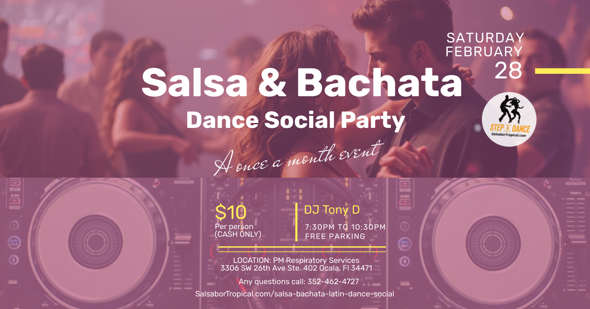 Salsa and Bachata Dance Social Party & Shines Dance Class Feb. 28