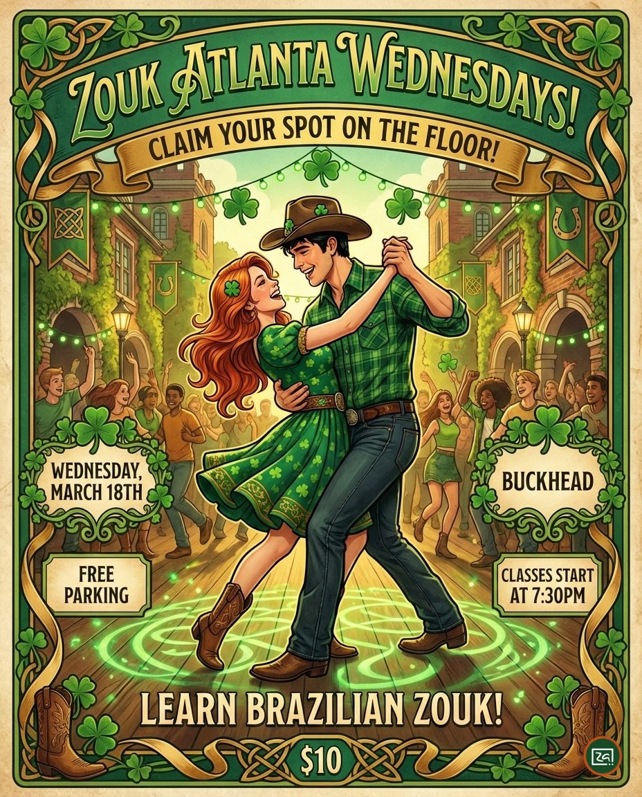 Learn to Dance at Zouk Atlanta! Buckhead Brazilian Zouk Classes & Party Beginner ↗️ Advanced ❤️