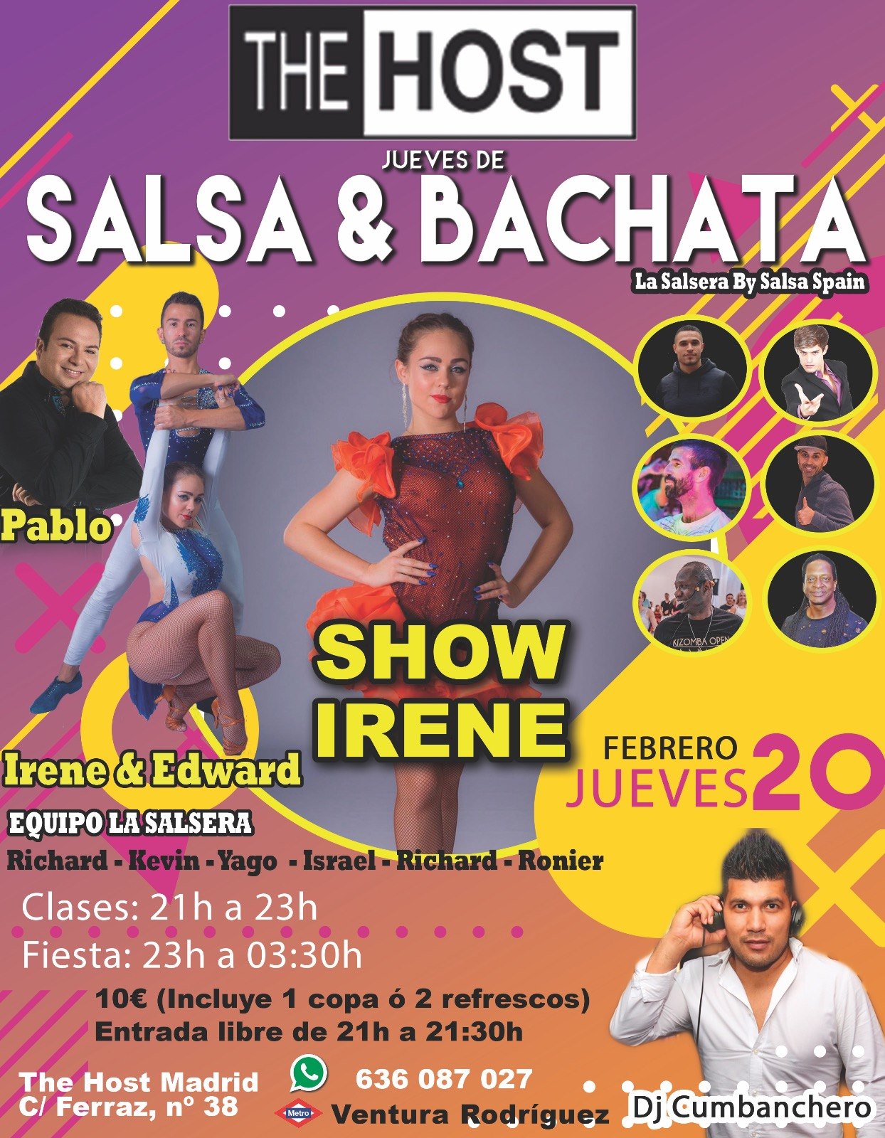 Jueves SalsaBachata en The Host- Taller Irene y Edward