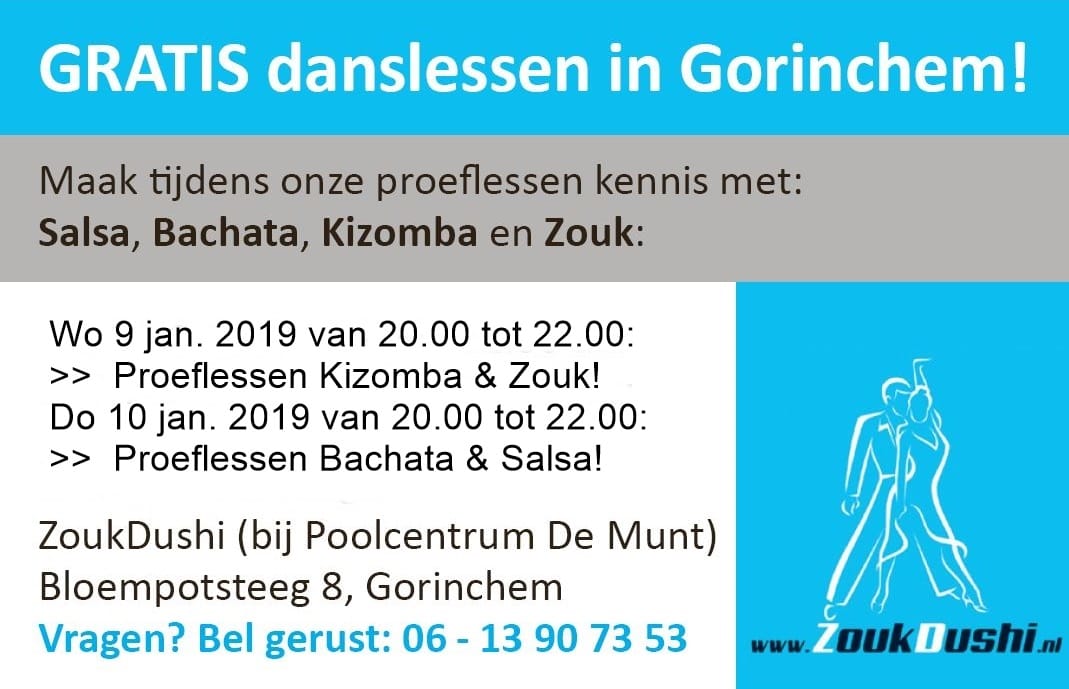 Zouk Dushi Proeflessen Salsa & Bachata 10 Januari