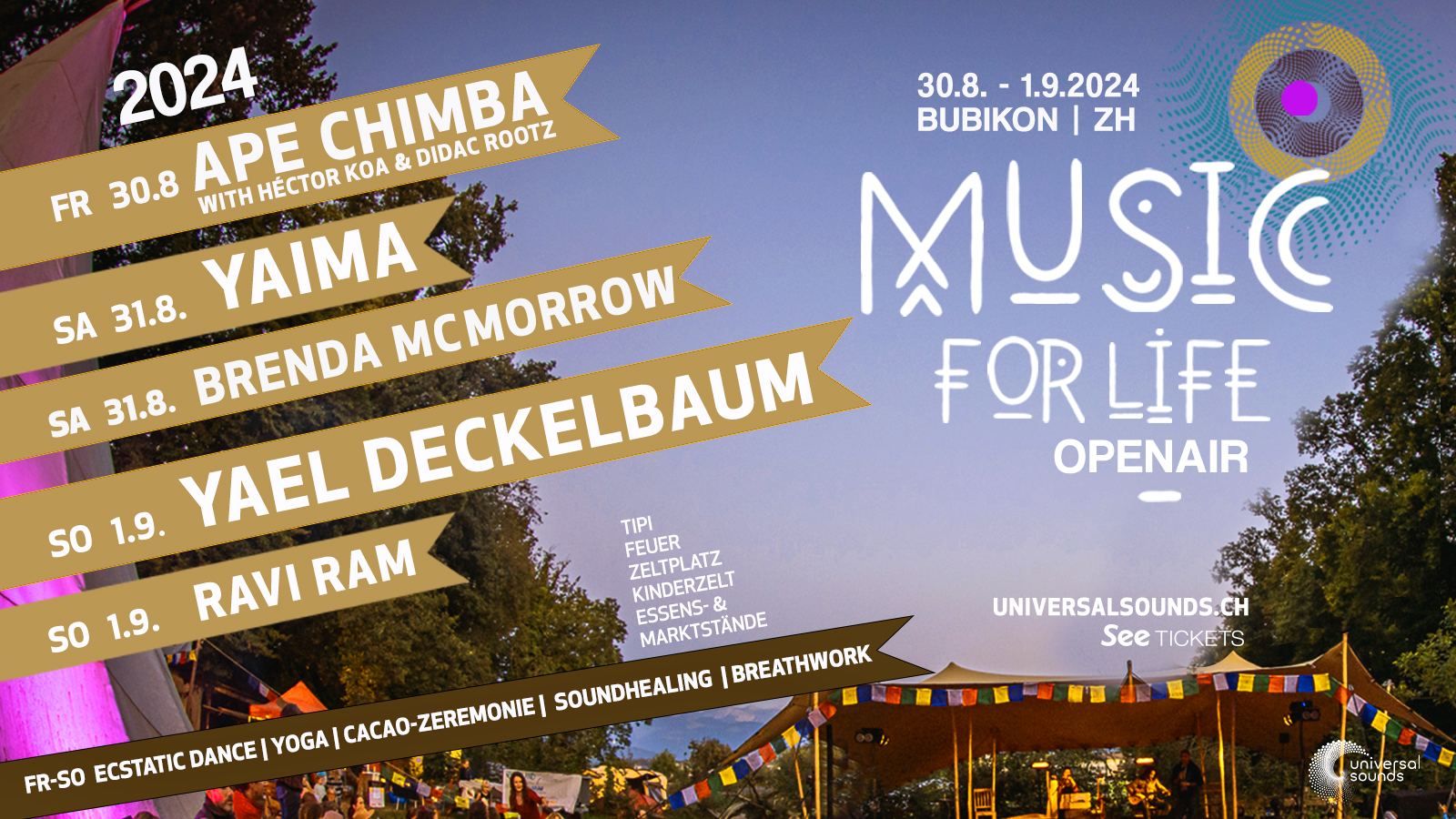 MUSIC FOR LIFE OPENAIR 2024 - Ape Chimba • Brenda McMorrow • Yaima • Ravi Ram • Yael Deckelbaum