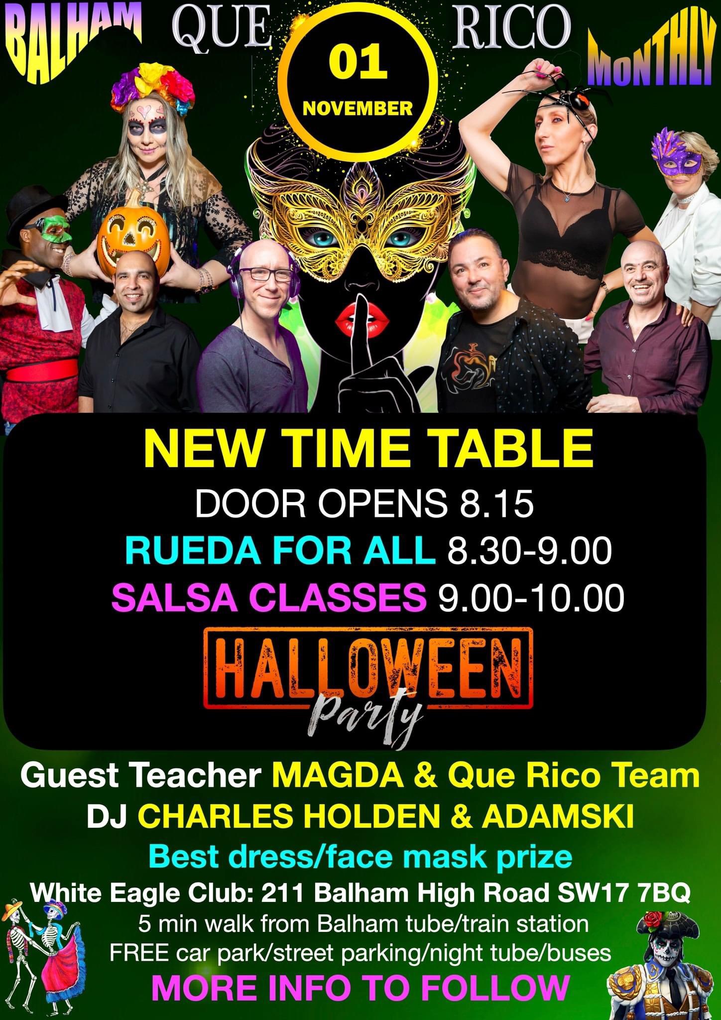 Halloween Que Rico Balham Monthly Party