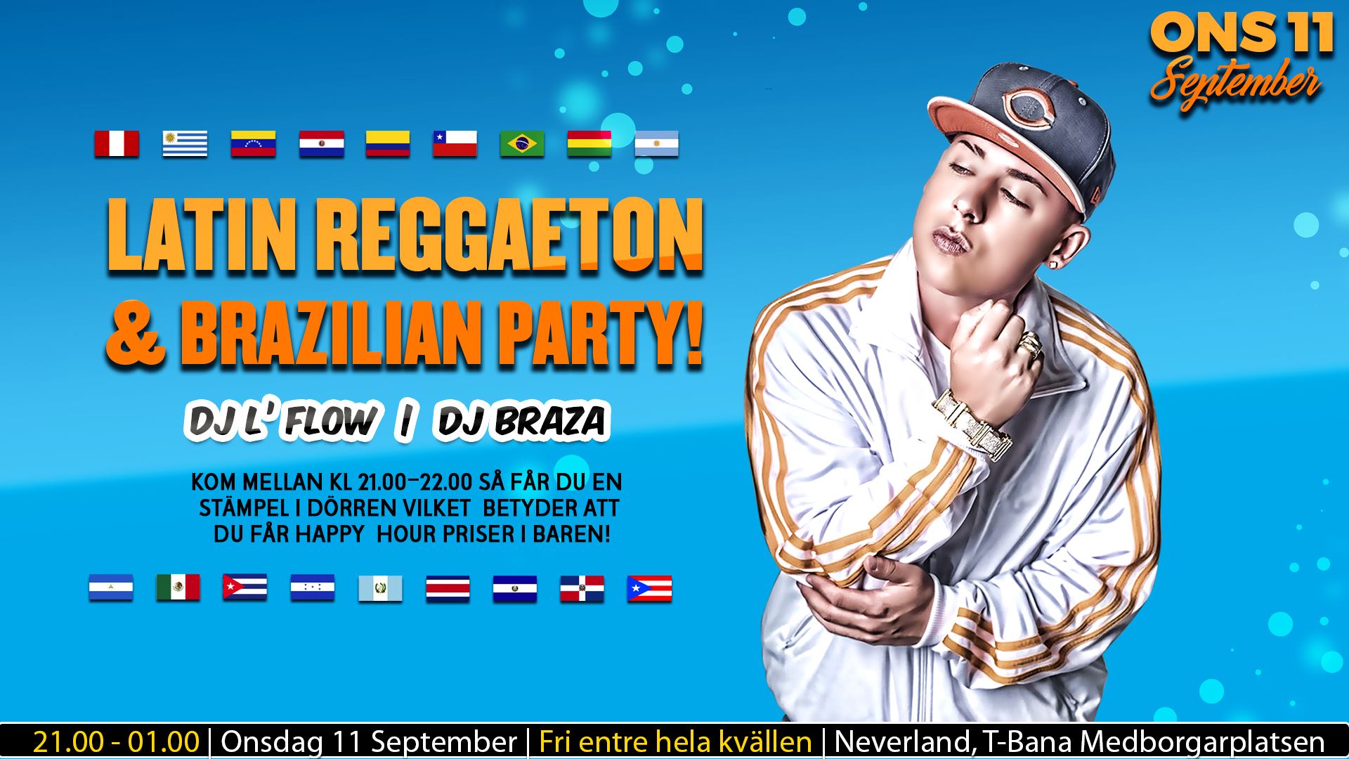 Latin Reggaeton & Brazilian Party! Fri entre hela kvällen