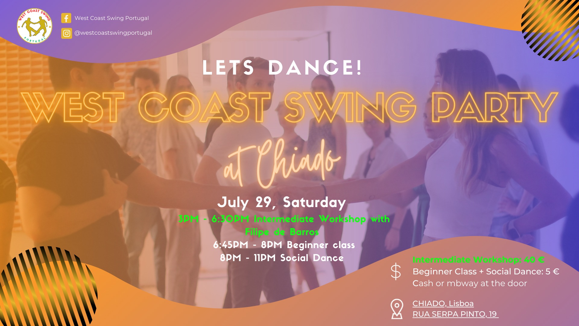 West Coast Swing Party at Chiado with Beginner Class and Intermediate Workshop