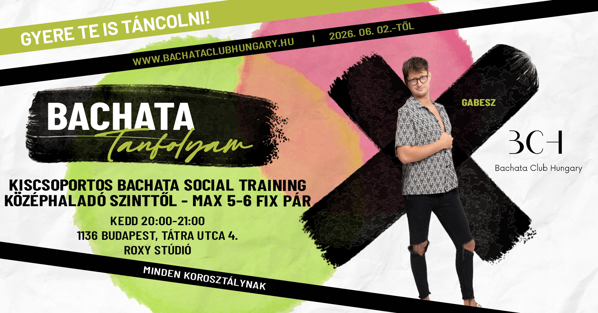 Kiscsoportos Bachata Social Training Gabesszal (max 5-6 fix pár kh szinttől)