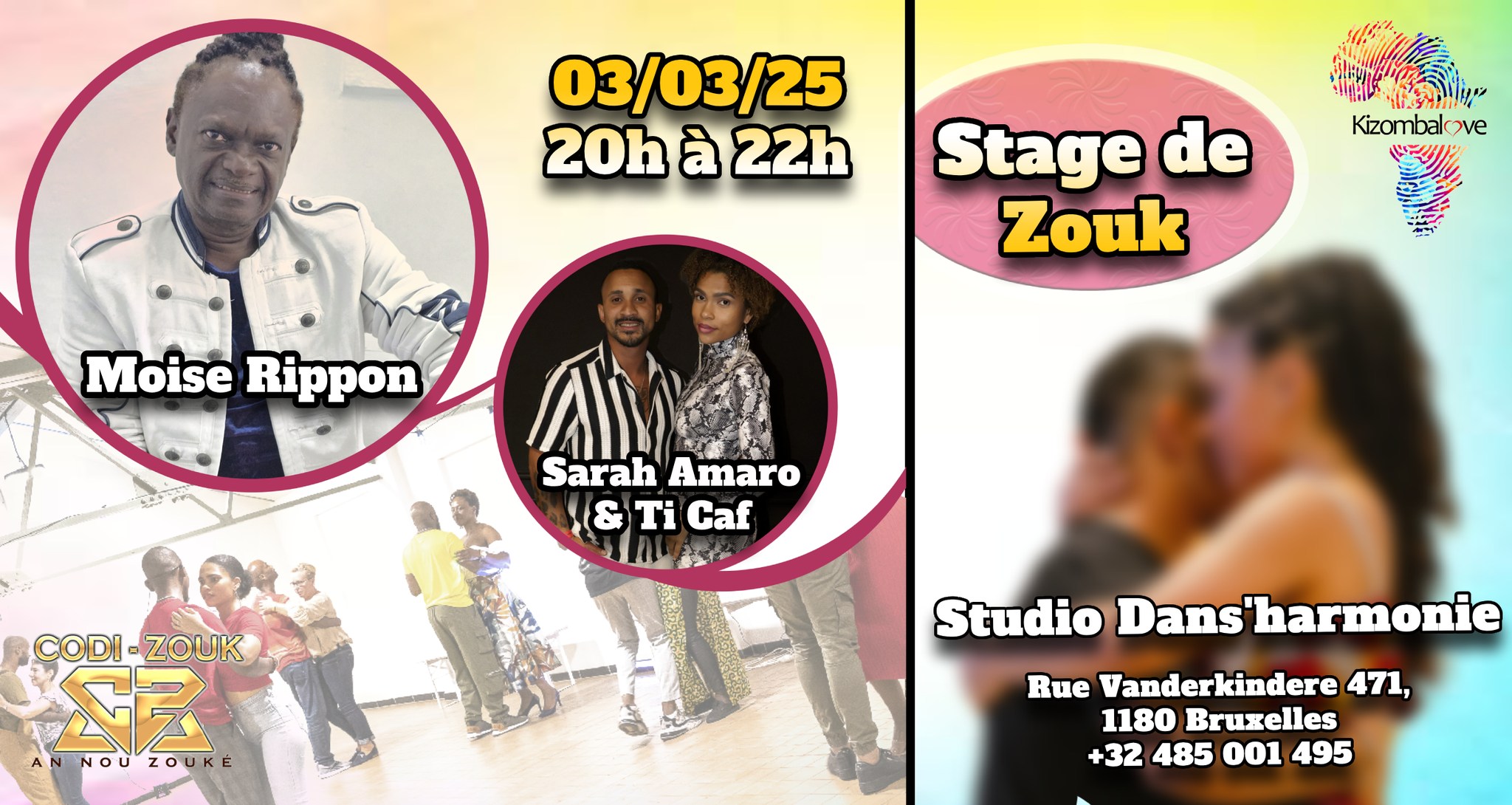 Stage de Zouk avec Moise Rippon, Sarah Amaro & Ti Caf