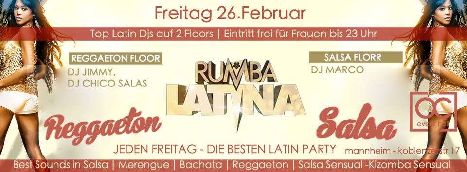 Rumba Latina - Fr. 26 Februar - Eintritt frei für Frauen bis 23 Uhr
