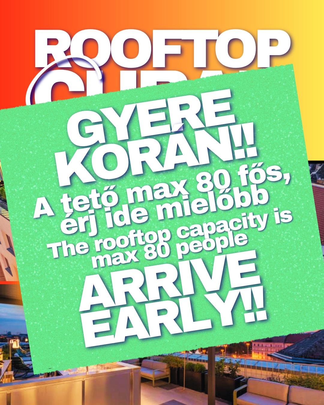 💃 Rooftop 100%CUBAN Party🌴GYERE KORÁN!!🌅 Kedd-Tuesday 19:00-22:00👠Tánccipővel 🎟️Belépő:2500Ft