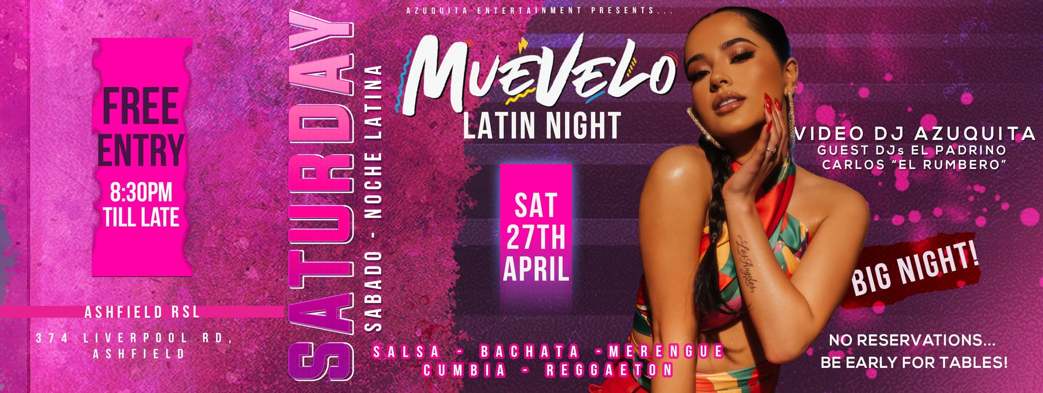 Muevelo Latin night! SATURDAY SPECIAL @ Ashfield RSL - FREE ENTRY