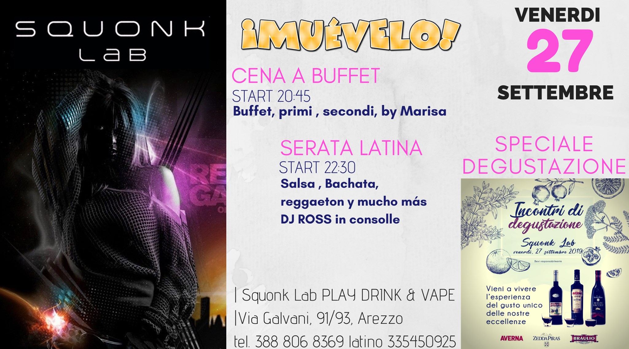 Β‘ ππͺπΜπ«ππ‘π€ ! Squonk Lab -cena e serata latina con degustazione di amari offerta