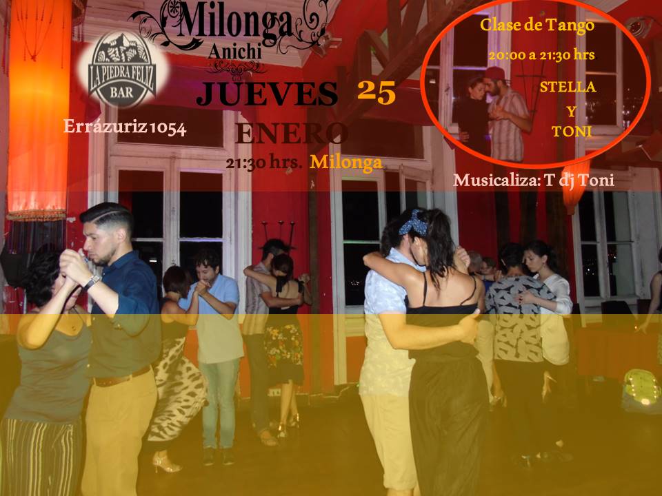Clase de Tango con Stella y Toni más Milonga Jueves 25 Enero