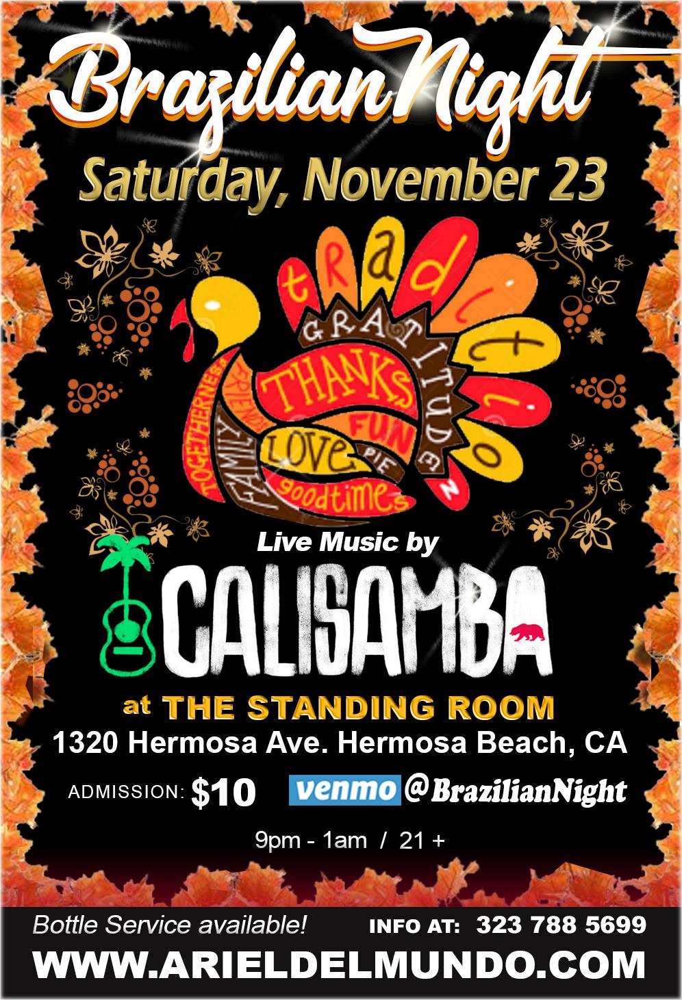 Brazilian Night with CaliSamba in Hermosa Beach at Standing Room