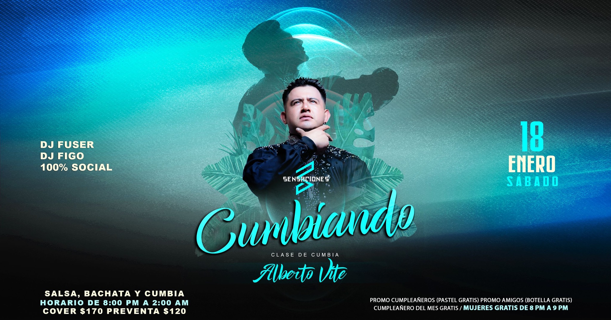 Cumbiando - Cumbia, Salsa y Bachata Social - sábado 18 de enero 8 pm