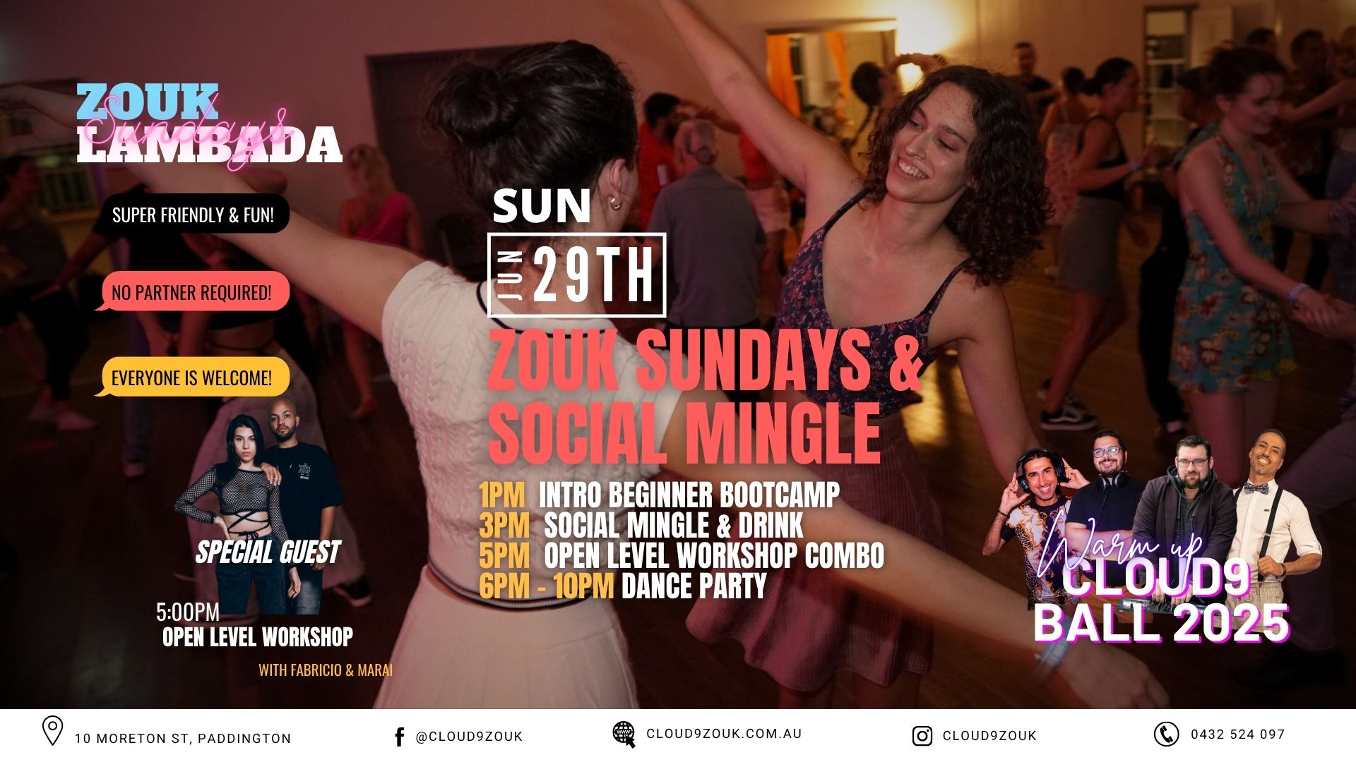 Zouk & Lambada Sundays + Social Mingle Warm up Party for Cloud9 Ball 2025π₯π₯