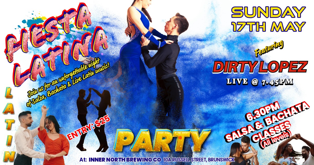 BRUNSWICK FIESTA LATINA! SUNDAY LATIN SOCIAL with LIVE LATIN MUSIC & 2 DANCE CLASSES!