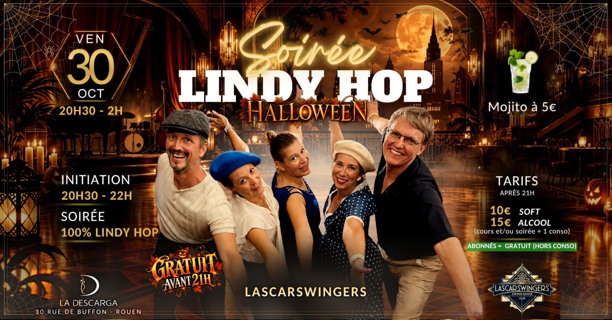 La Soirée Lindy hop HALLOWEEN à La Descarga avec les Lascarswingers