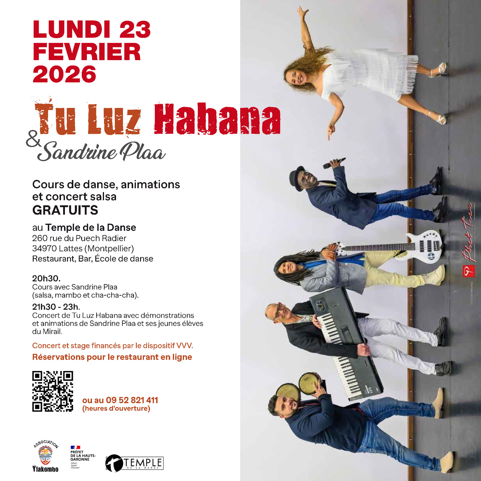Concert de Tu Luz Habana + cours de Sandrine Plaa gratuits - Temple de la Danse Sals'à Montpellier
