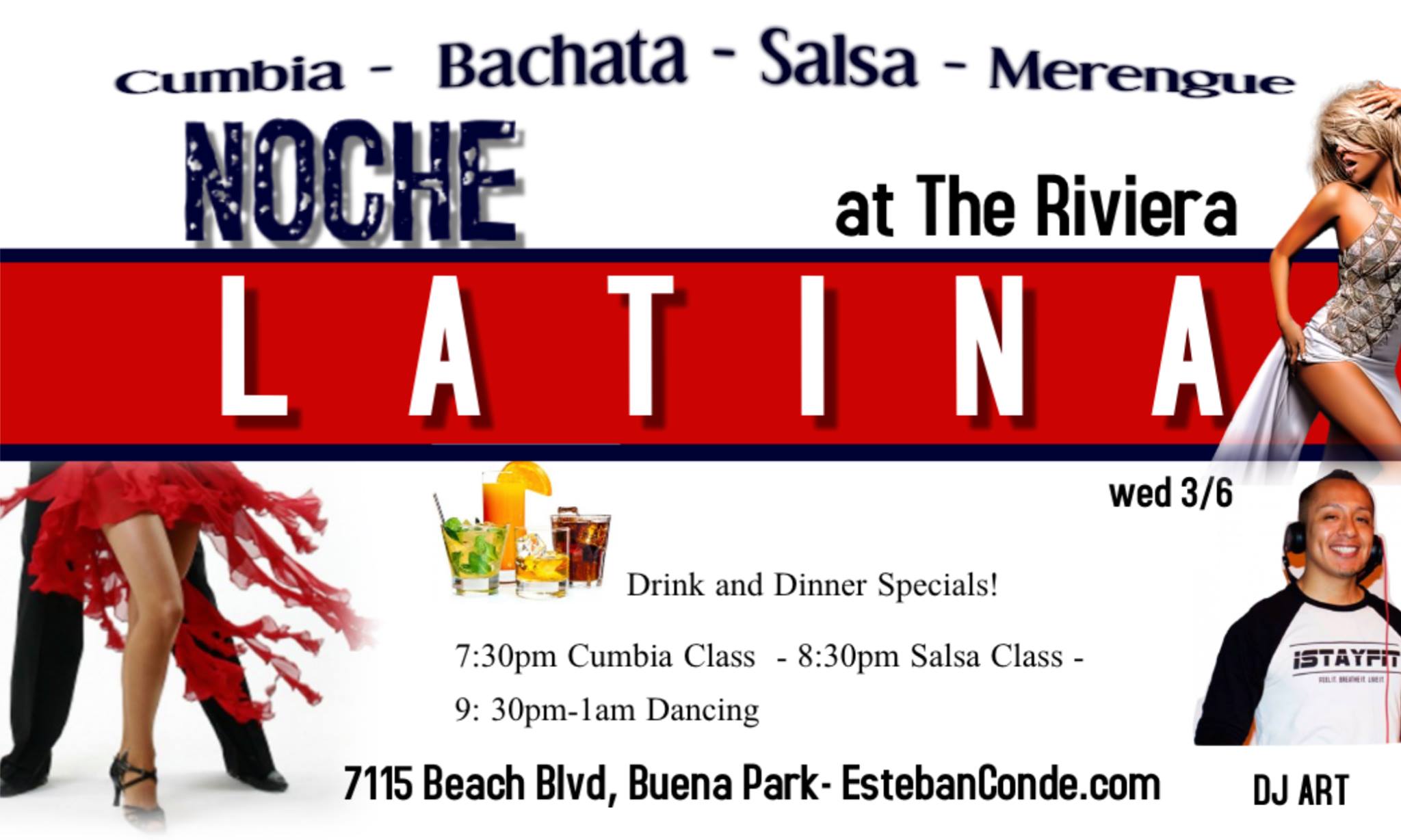 Noche Latina at The Riviera: Salsa Bachata Cumbia Merengue ~ 3 6
